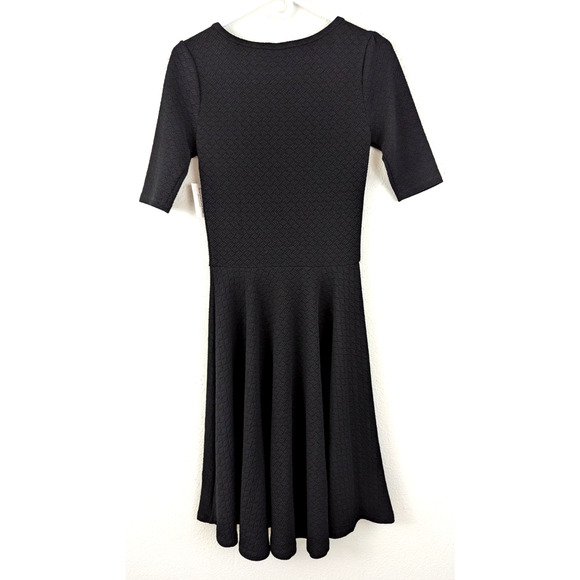 New Lularoe sz S Nicole Fit & Flare Dress black stretchy textured fab midi 3160 - Picture 4 of 6